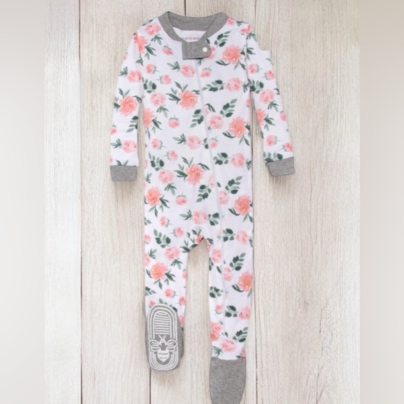 Burt’s Bees Infant Autumn Bloom Organic Snug Fit Sleeper Footed Bee Grippies 12M - Picture 1 of 12